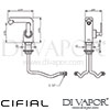 Cifial 32410T4 U TH400 Mono Bidet Mixer Dimensions